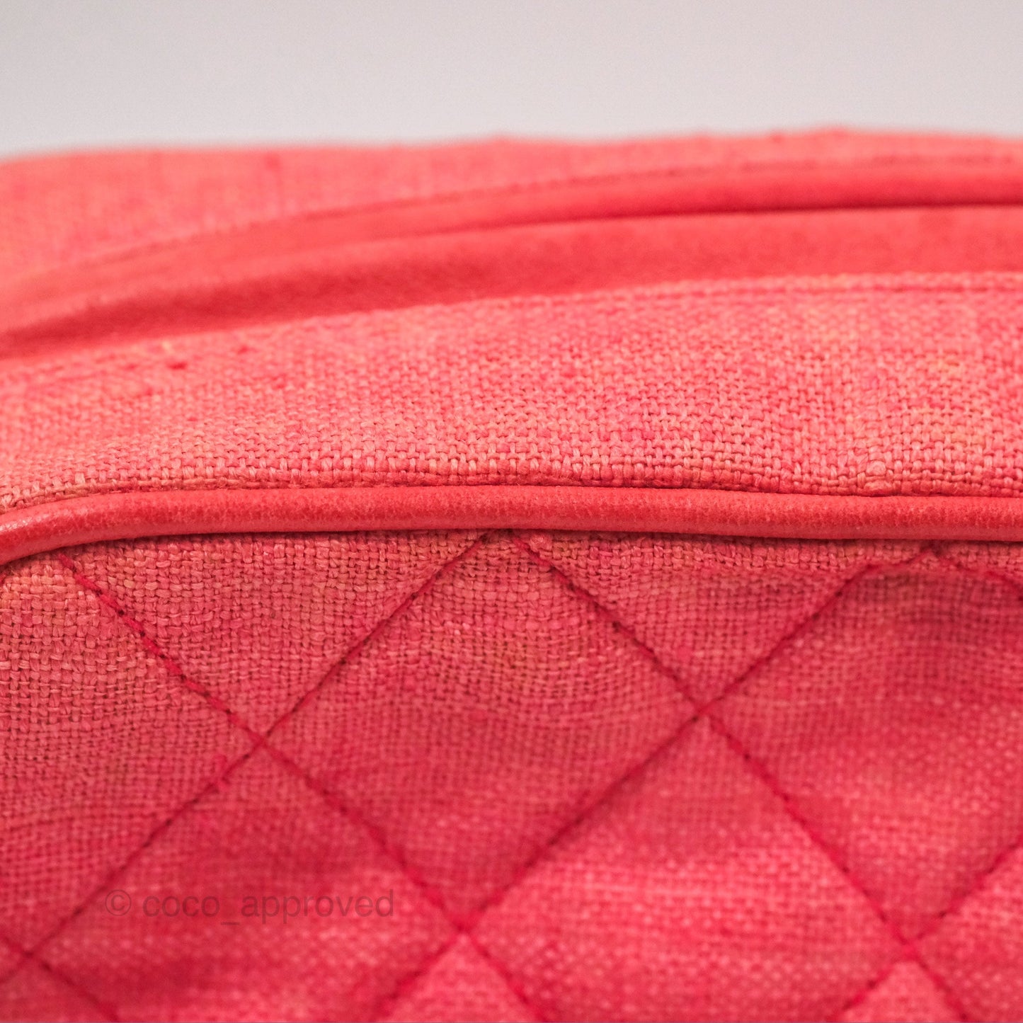 Chanel Vintage Small Tassel Camera Bag Dark Pink Canvas Gold Hardware