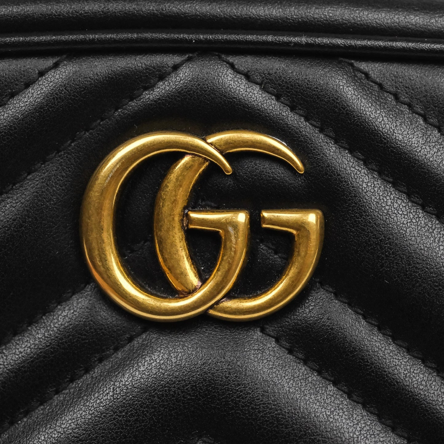 Gucci Mini Matelasse GG Marmont Camera Bag Black Calfskin Gold Hardware