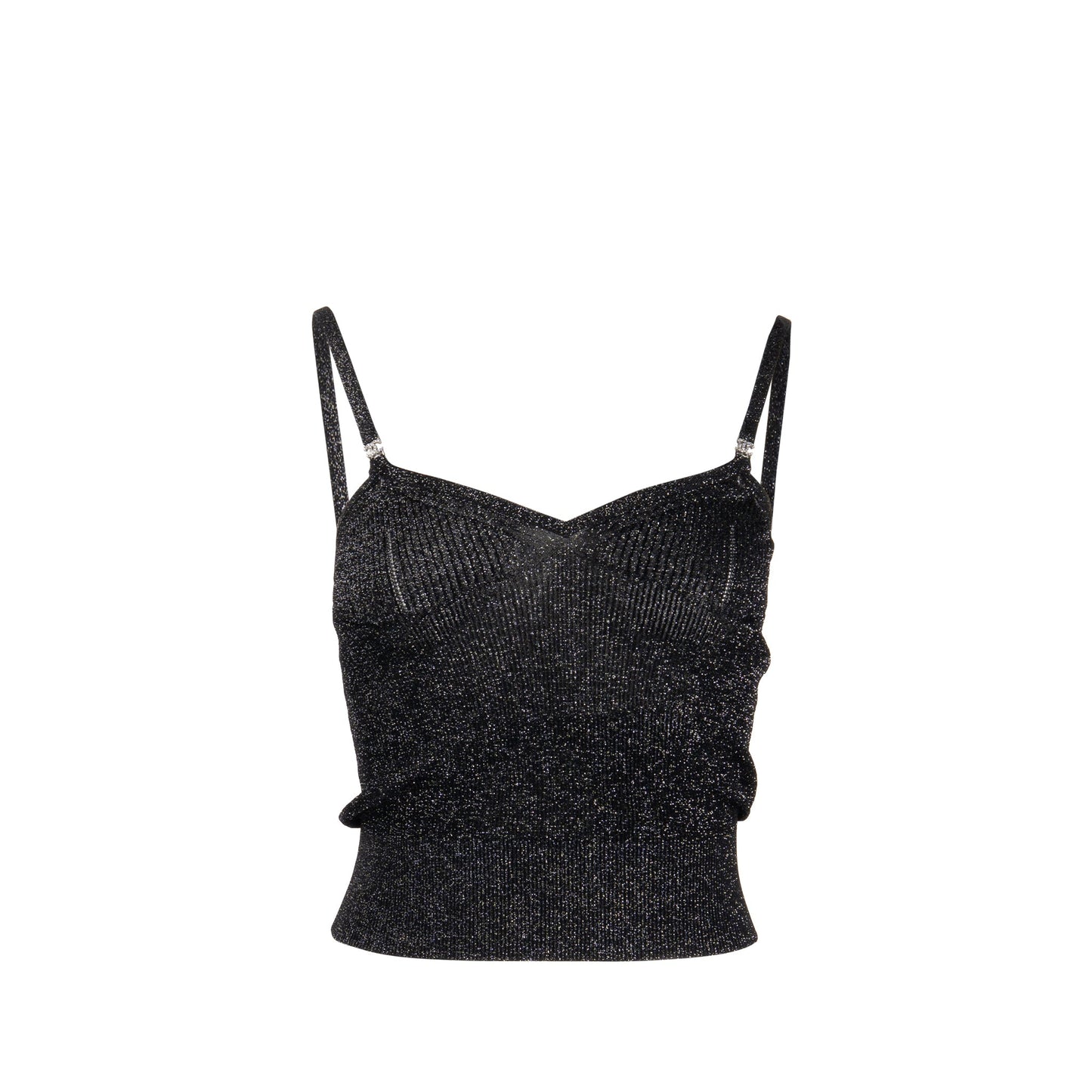 Chanel Size 34 Top Tank Viscose/Metal Polyester Metallic Black