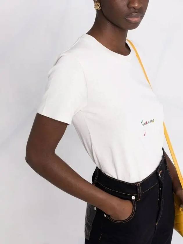 Luxury Saint Laurent Color Print Short Sleeve T-Shirt Grey