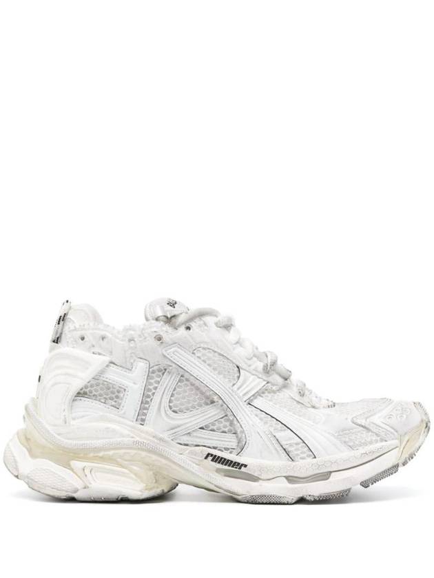 Luxury Balenciaga Runner Embroidered Logo Low Top Sneakers White