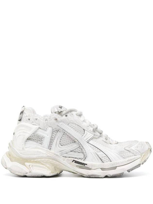 Luxury Balenciaga Runner Embroidered Logo Low Top Sneakers White