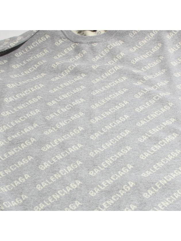 Luxury Balenciaga Wool Over Logo Pattern Knit Sweatshirt Grey