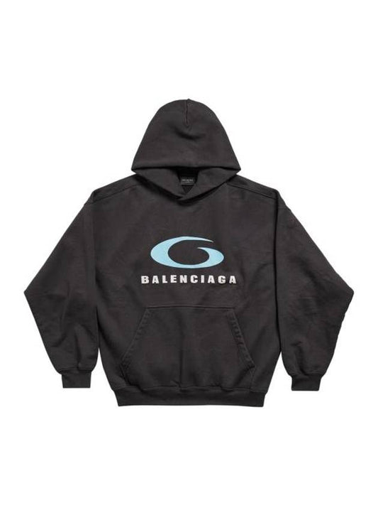 Luxury Balenciaga Logo Hoodie Washed Black
