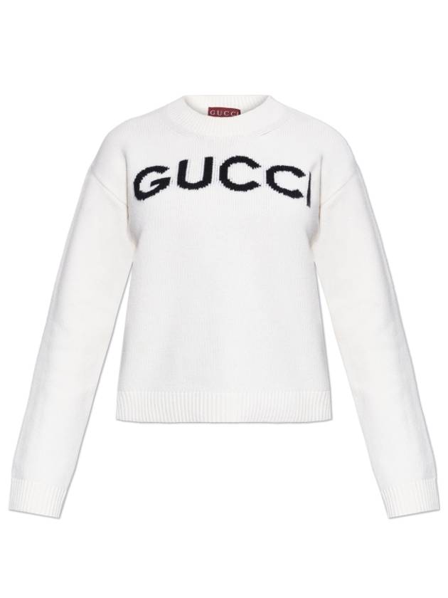 Luxury Gucci Trending 2025 Intarsia Wool Knit Top White