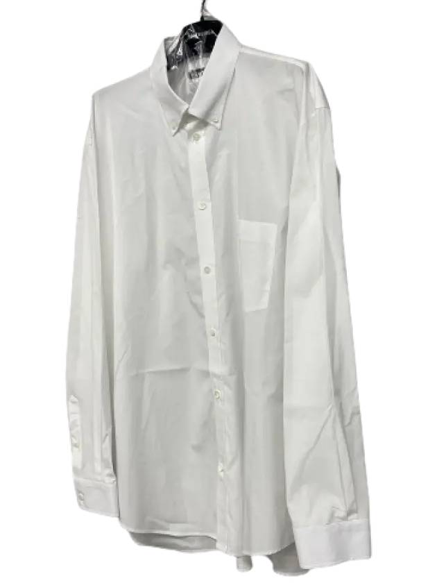 Luxury Balenciaga Logo Oversized Long Sleeve Shirt White