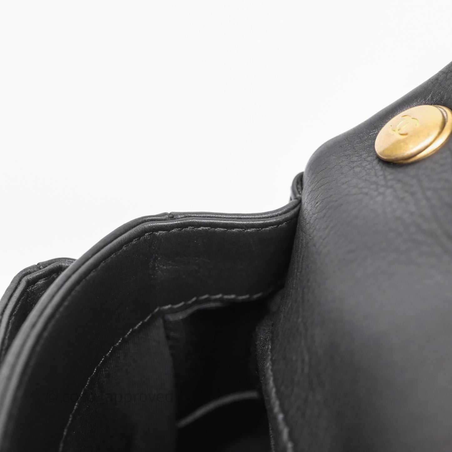 Chanel Quilted Handle Flap Bag Black Calfskin Aged Gold Hardware