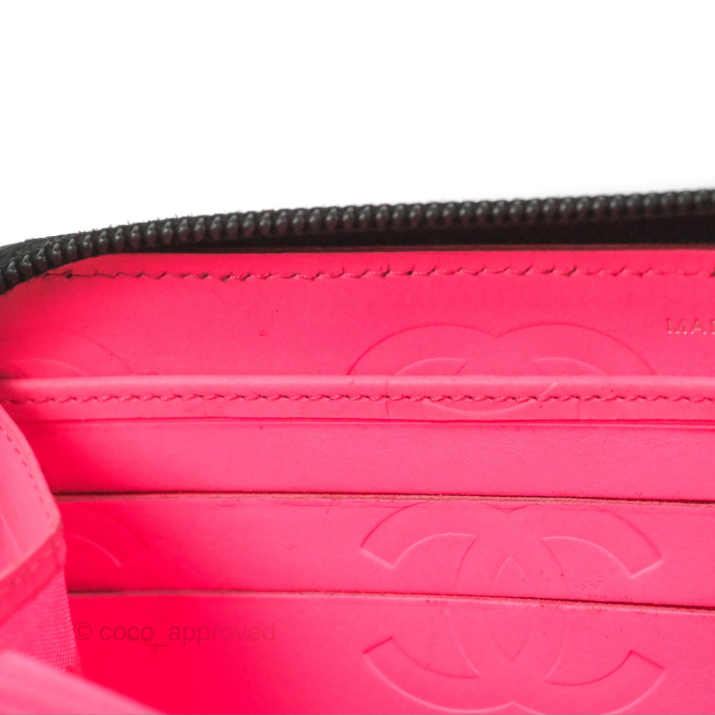 Chanel Quilted Cambon Yen Zip Long Wallet Black Calfskin Silver Hardware