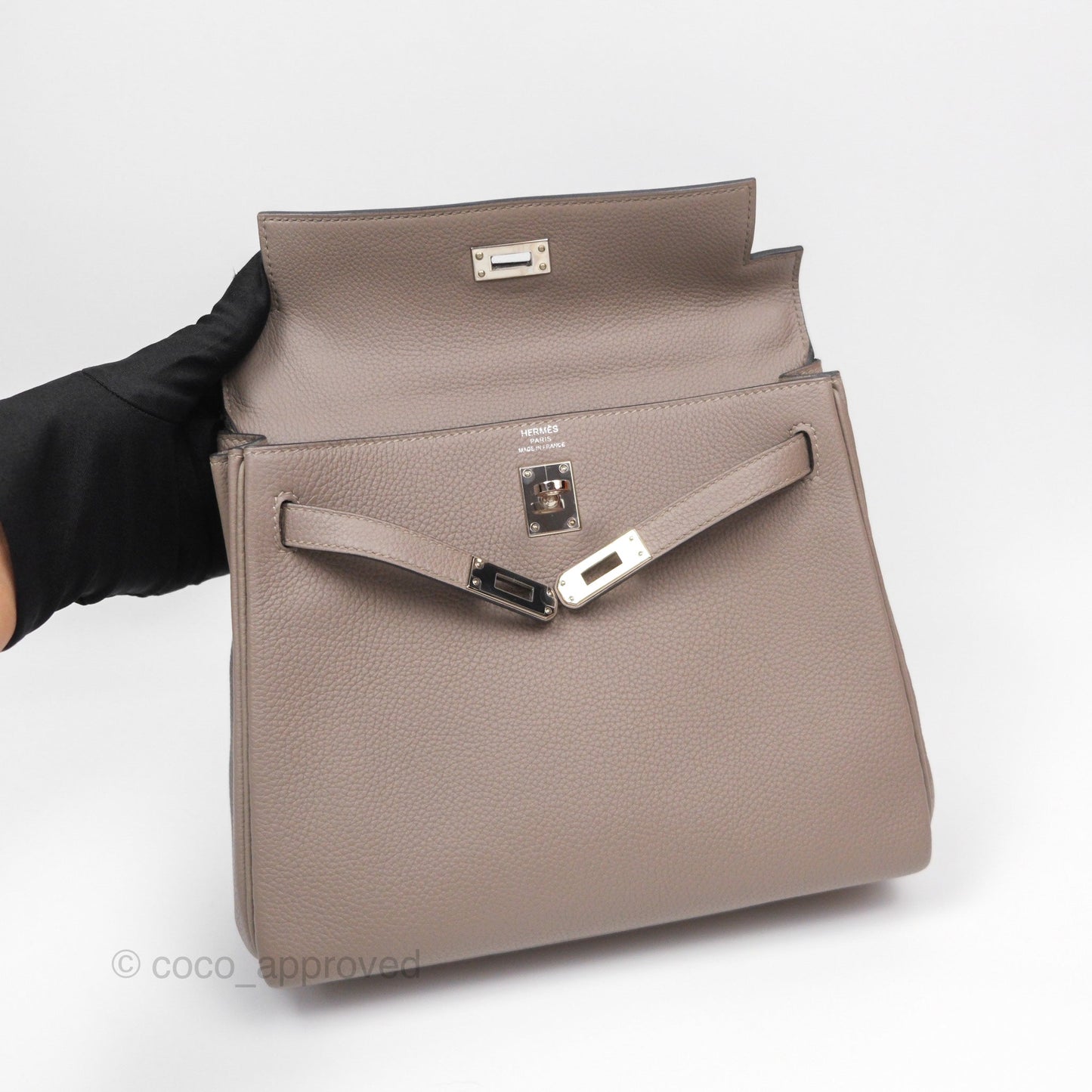 Hermès Retourne Kelly 25 Gris Asphalte M8 Togo Palladium Hardware