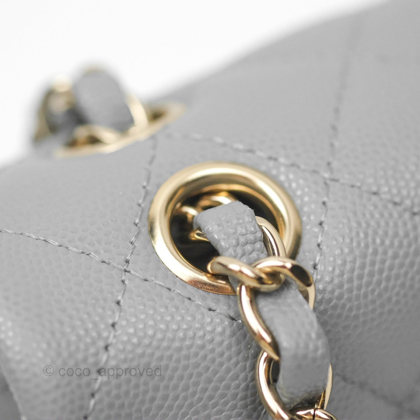 Chanel Small Classic Quilted Flap Grey Caviar Gold Hardware