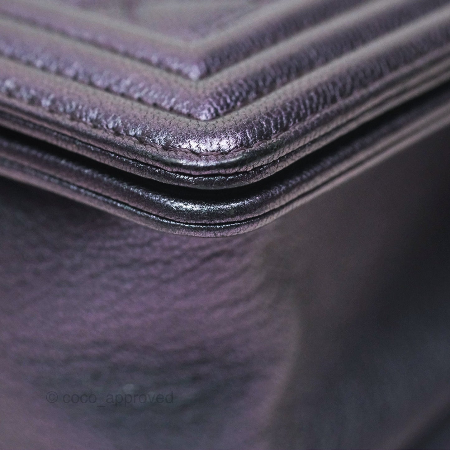Chanel Medium Boy Quilted Iridescent Purple Goatskin Rainbow Hardware