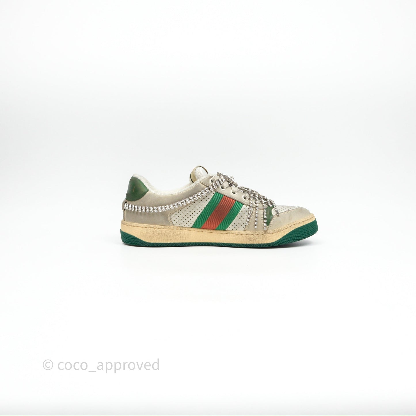 Gucci Crystals Embellished Low Top Sneakers Size 37