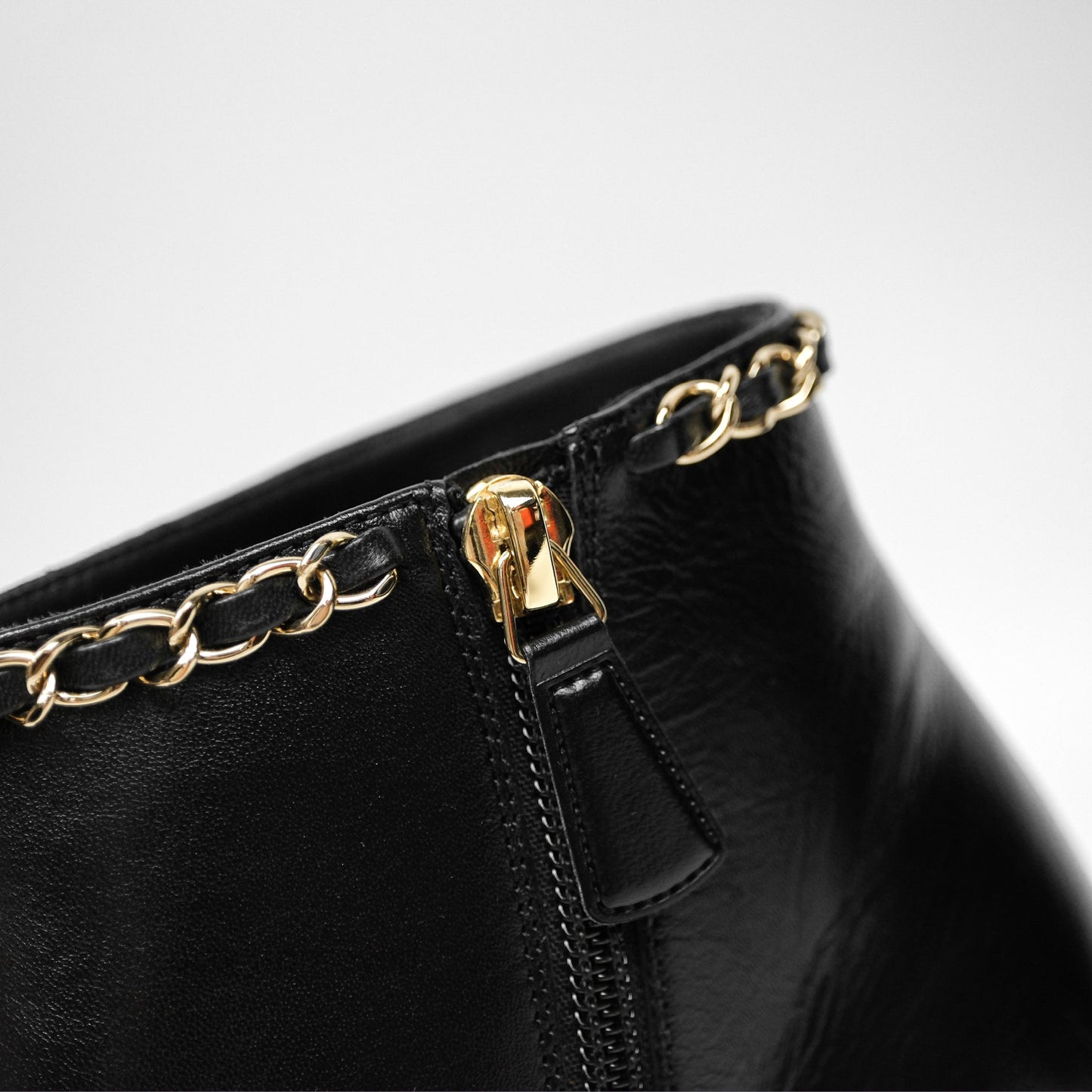 Chanel Cap Toe Chain Ankle Boots Lambskin Size 36.5