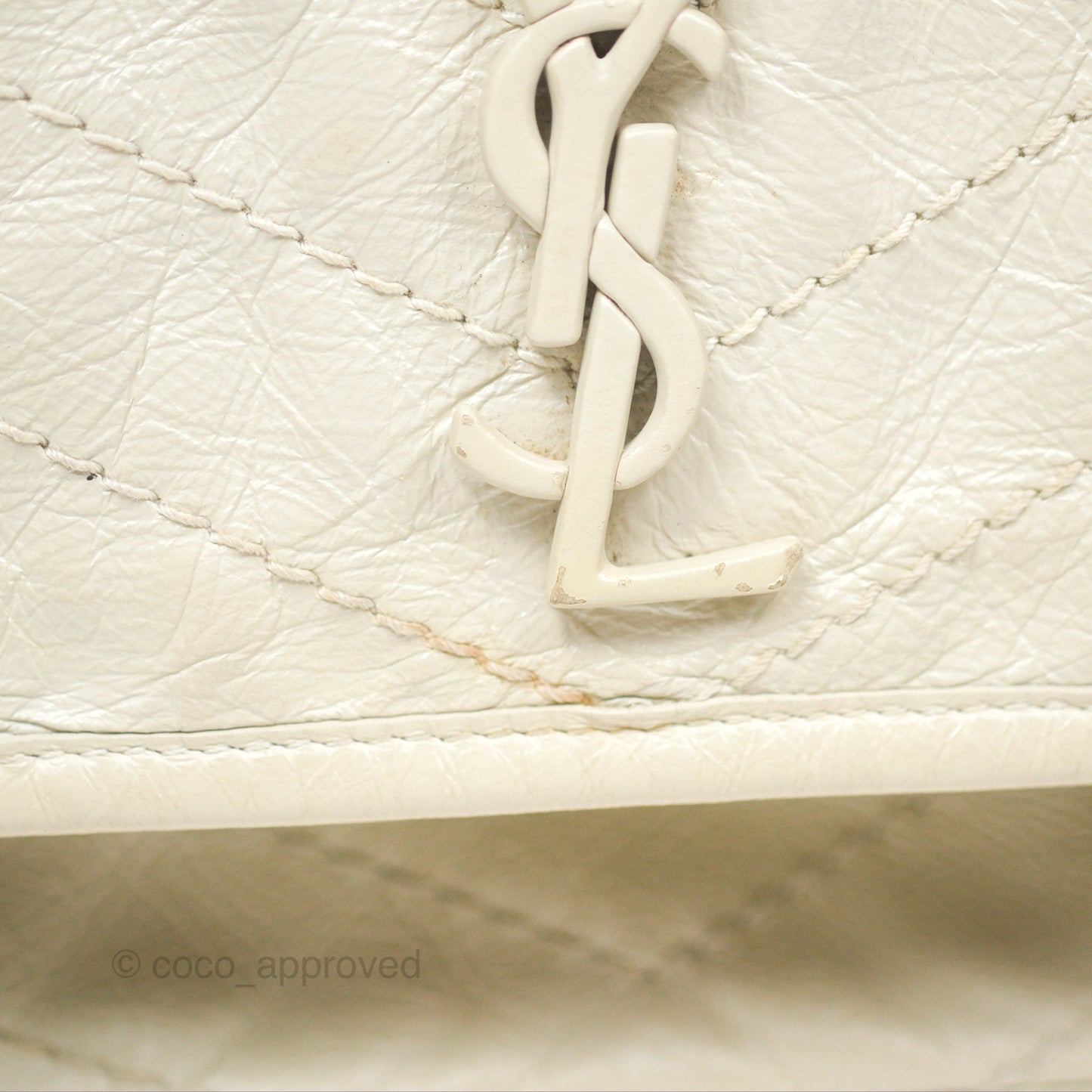 Saint Laurent Niki Baby Chain Bag Blanc Vintage Calfskin Brushed Palladium Hardware