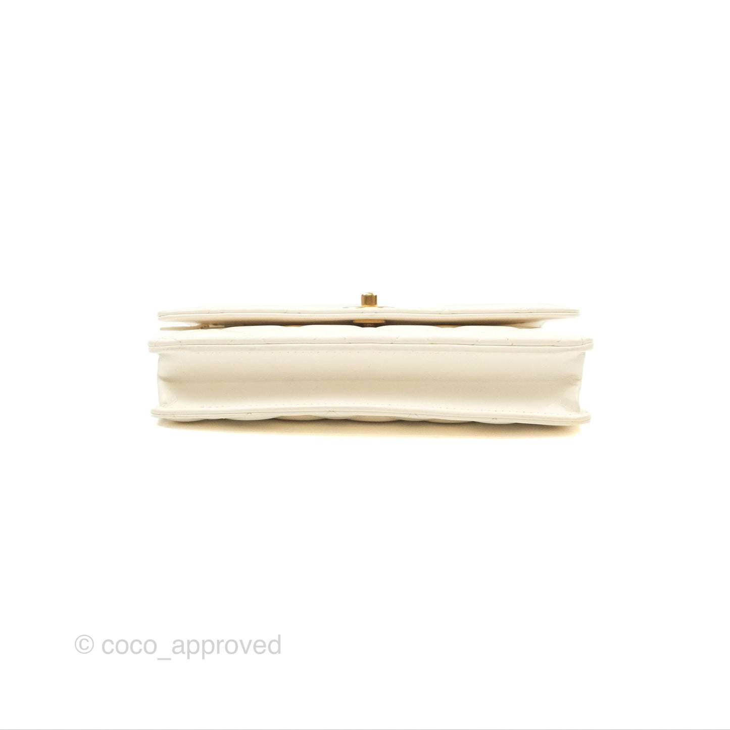 Chanel Quilted Pearl Crush Wallet on Chain WOC White Lambskin Aged Gold Hardware