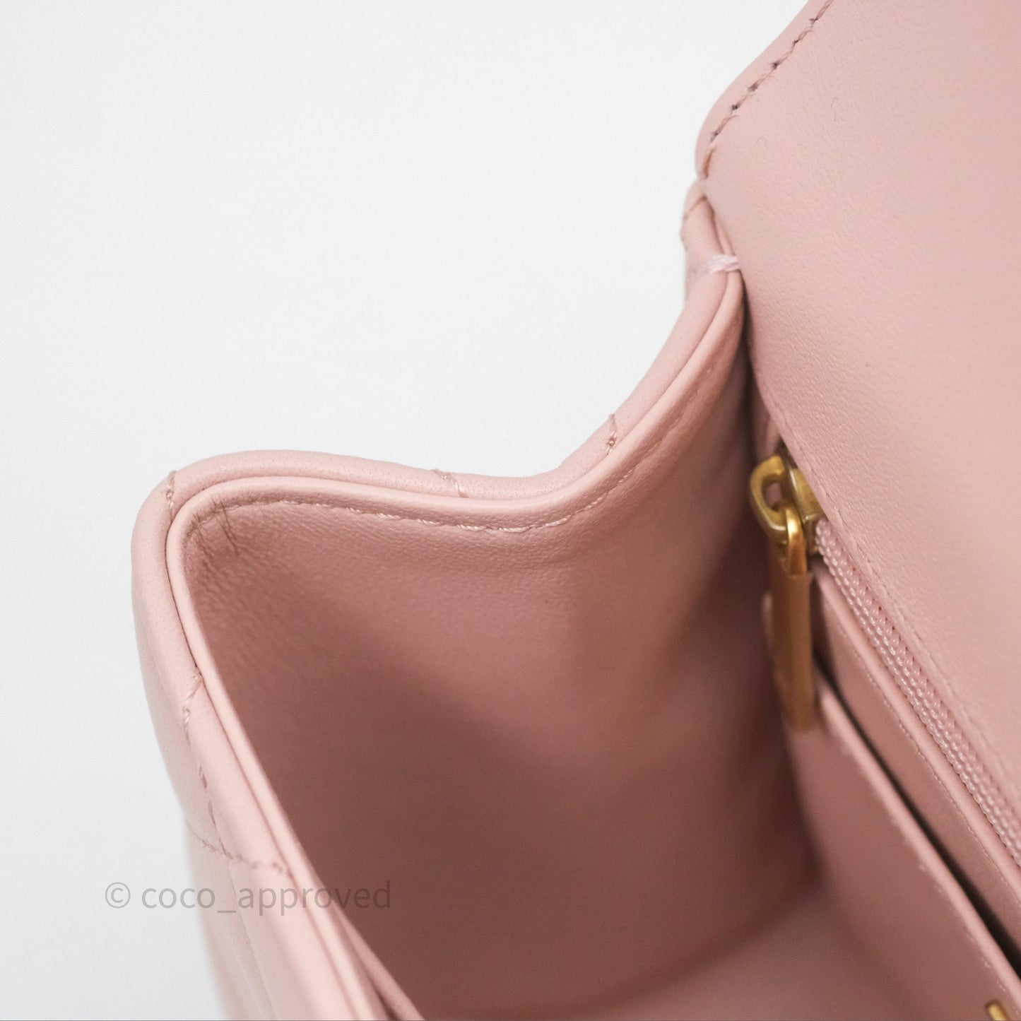 Chanel Top Handle Flap Bag Pink Lambskin Aged Gold Hardware 23S