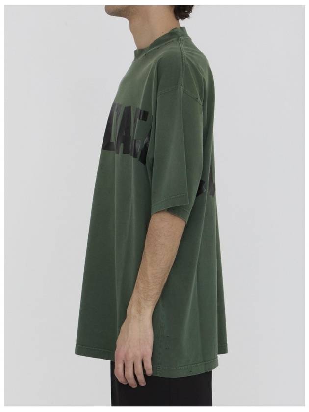 Luxury Balenciaga Tape Type Short Sleeve T-Shirt Green
