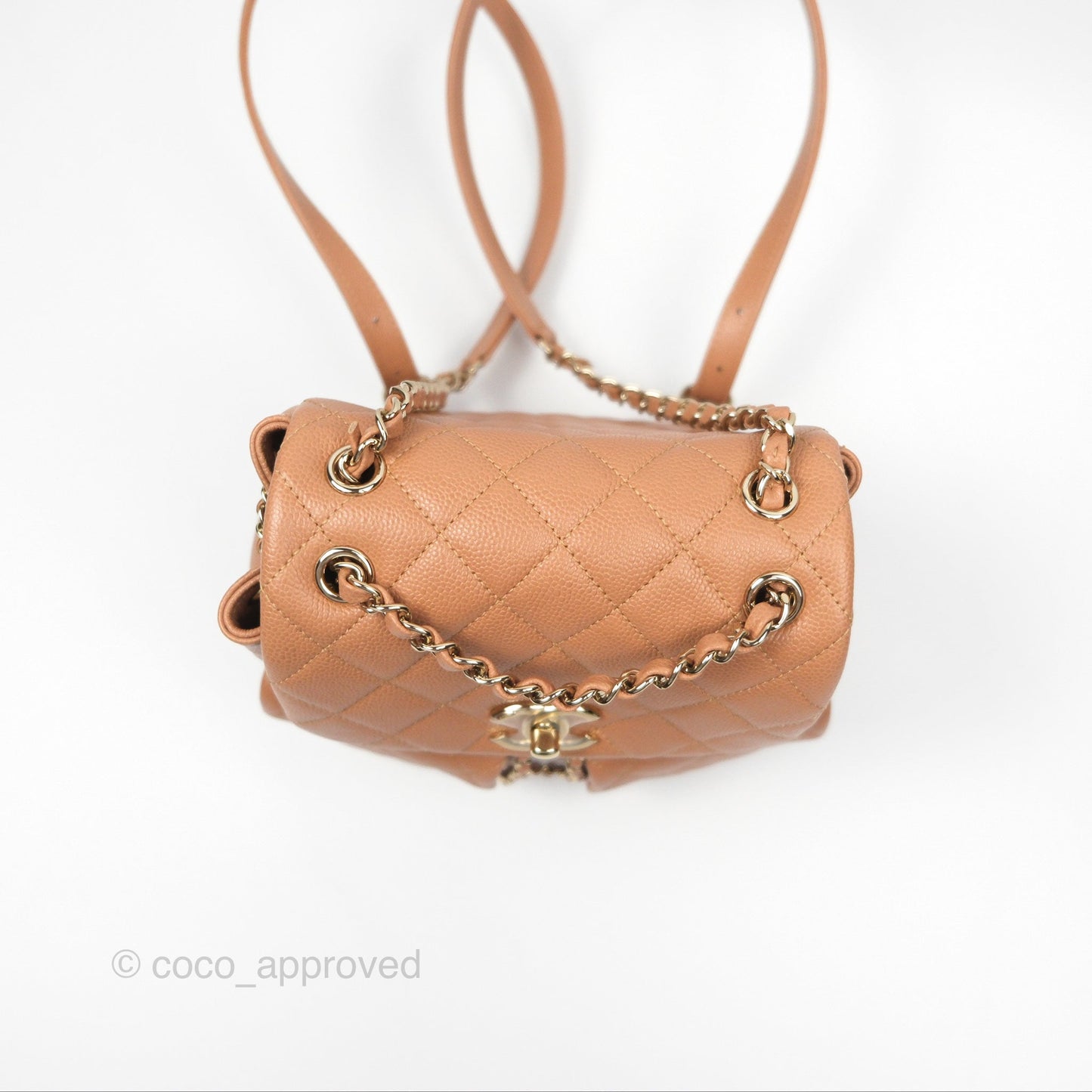 Chanel Duma Backpack Medium Dark Beige Caviar Gold Hardware