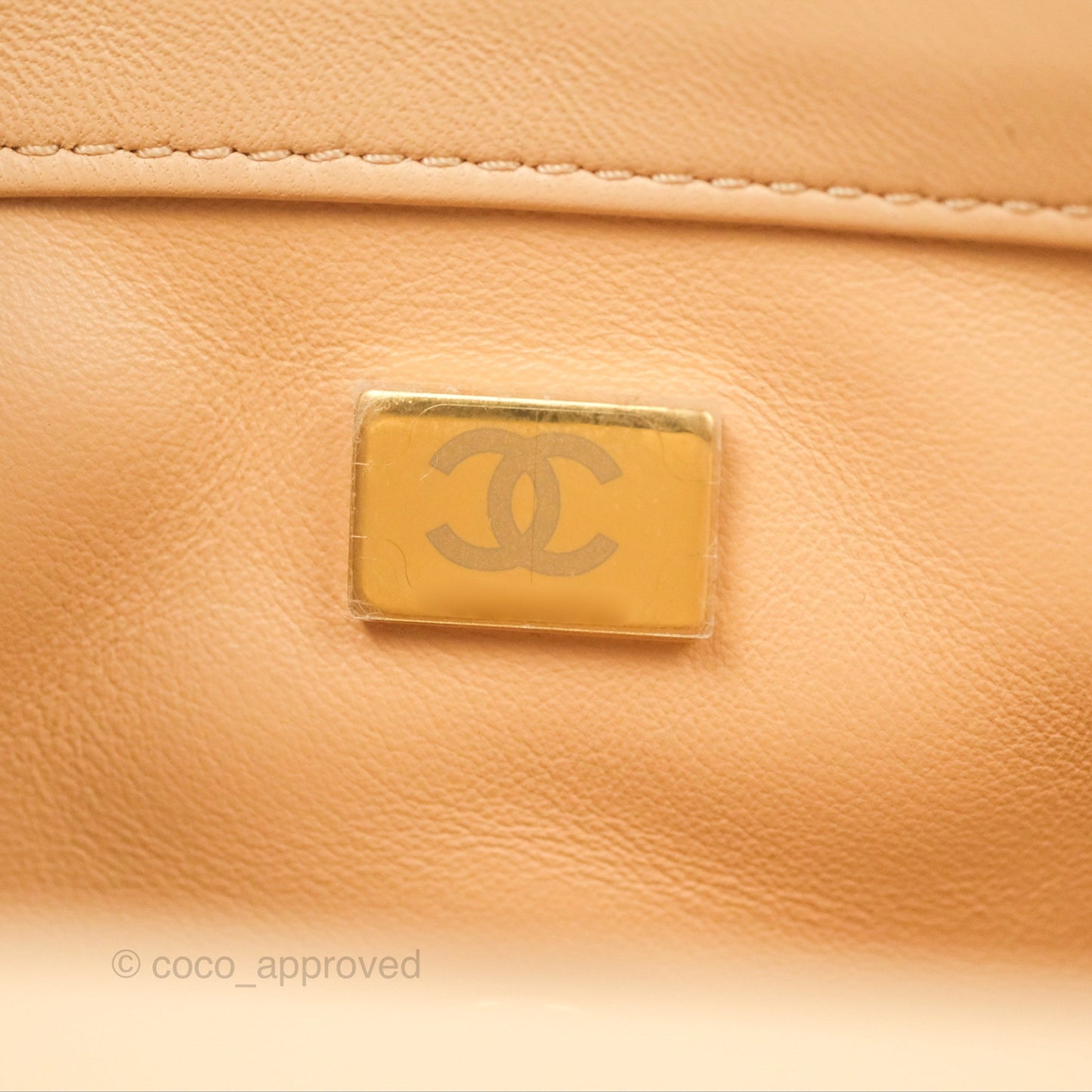 Chanel Mini Rectangular Pearl Crush Beige Lambskin Aged Gold Hardware