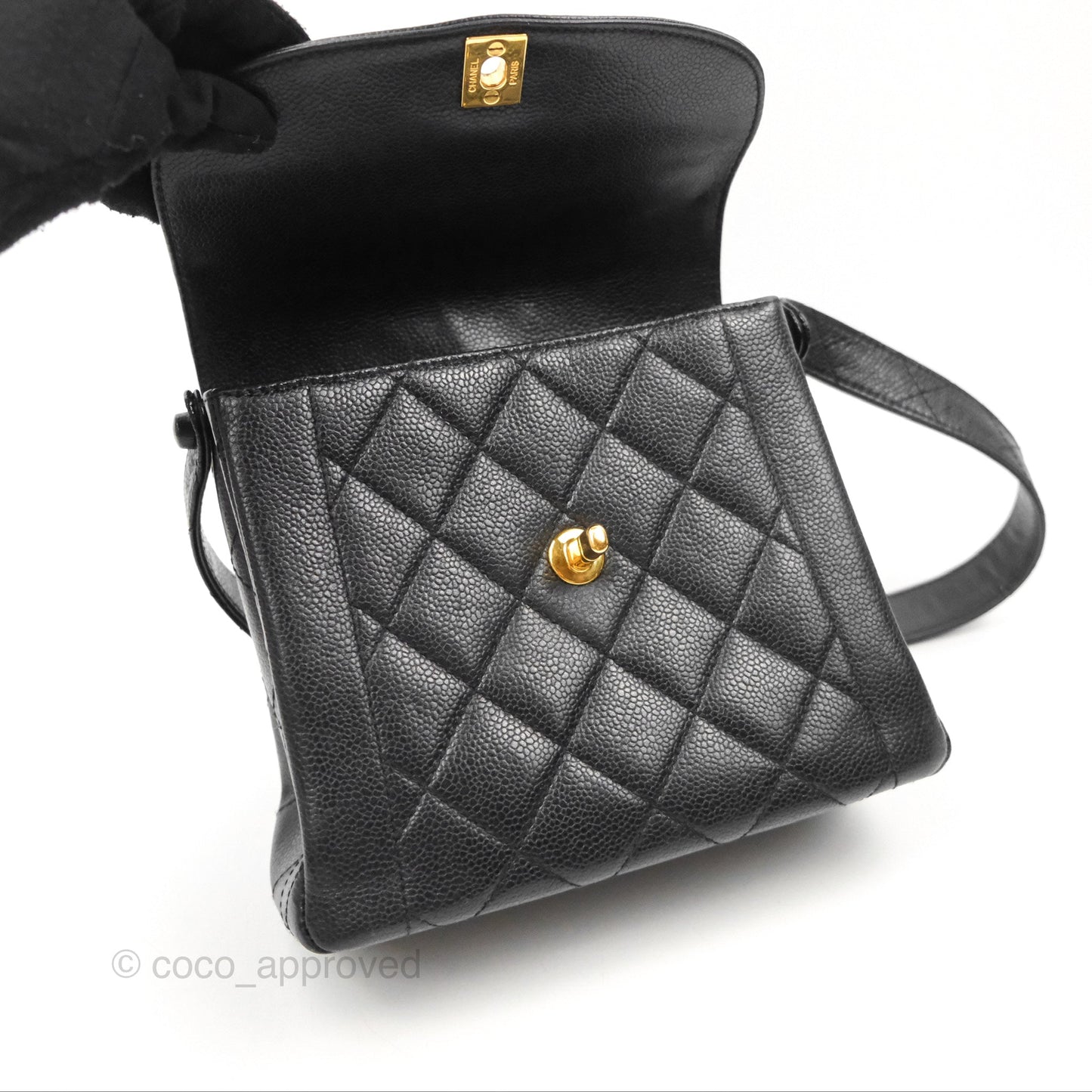 Chanel Shoulder Vintage Black Caviar 24K Gold Hardware