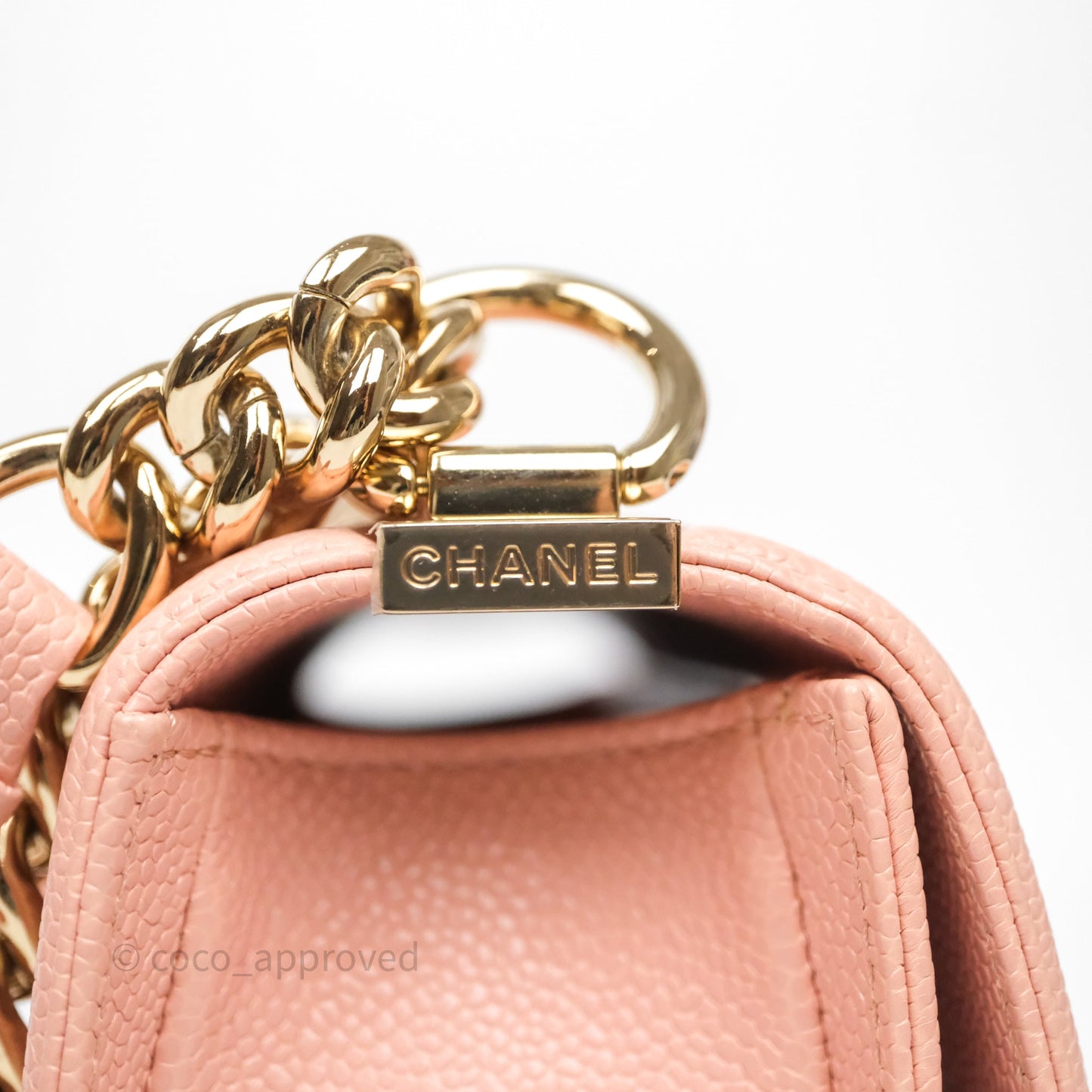 Chanel Small Boy Quilted Pink Caviar Gold Hardware