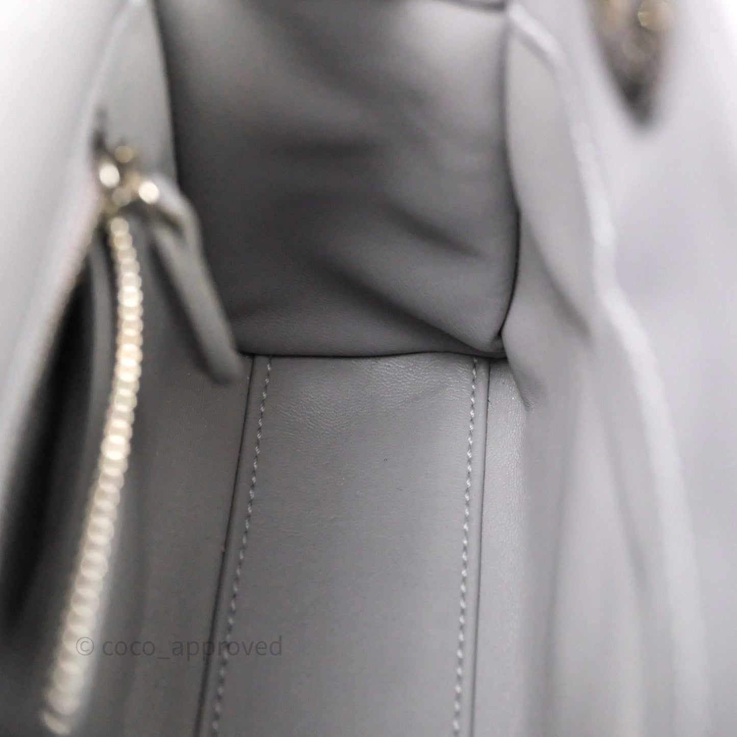 Christian Dior Mini Lady Dior Lambskin Cannage Grey Silver Hardware