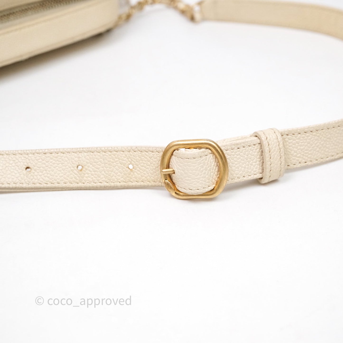 Chanel Quilted Caviar Waist Bag Ivory Aged Gold Hardware