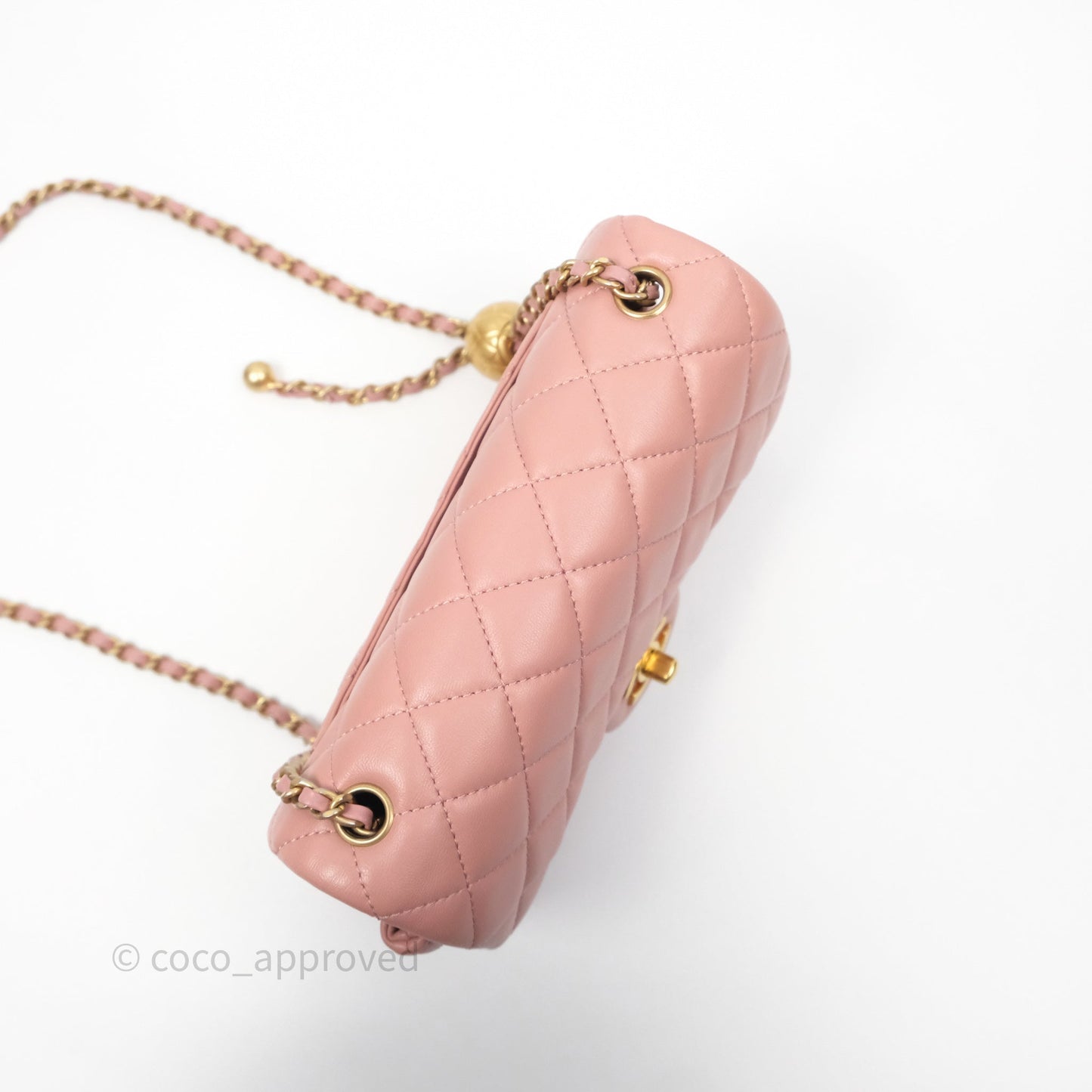 Chanel Mini Rectangular Pearl Crush Dusty Pink Lambskin Aged Gold Hardware