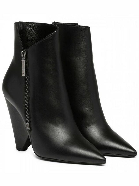 Luxury Saint Laurent Niki Heel Zipper Detail Chelsea Boots Black