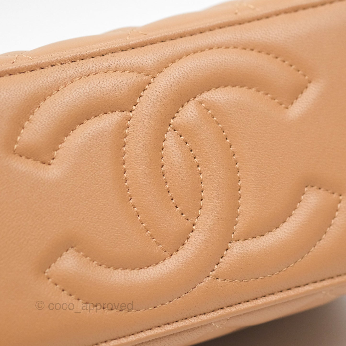 Chanel Vanity Rectangular Top Handle Beige Lambskin Gold Hardware