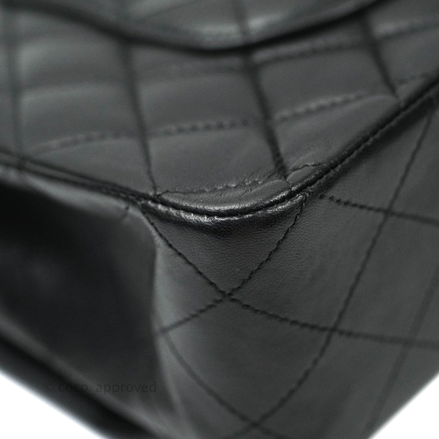 Chanel Classic M/L Medium Double Flap Black Lambskin Silver Hardware