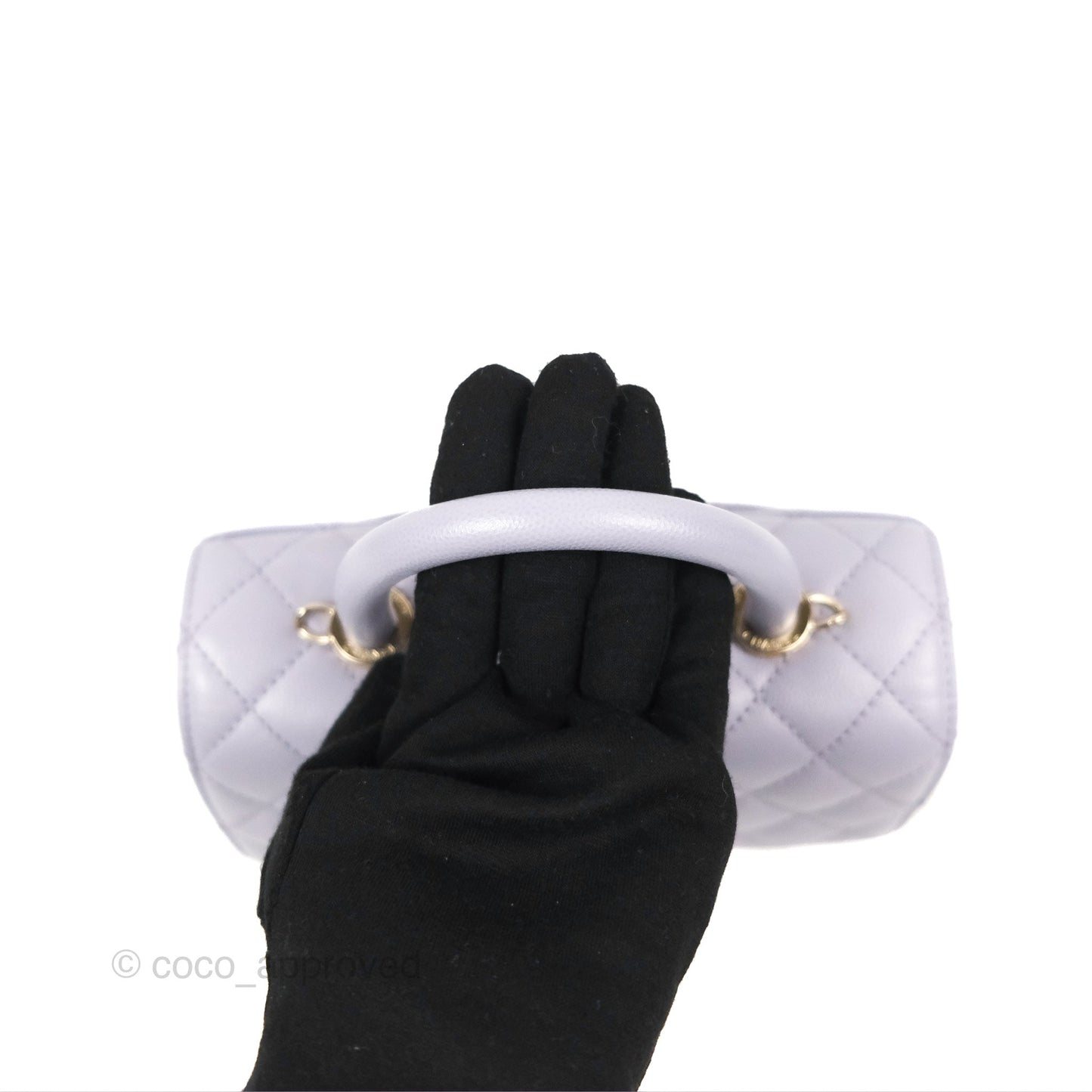 Chanel Small Coco Handle Quilted Lilac Caviar Gold Hardware