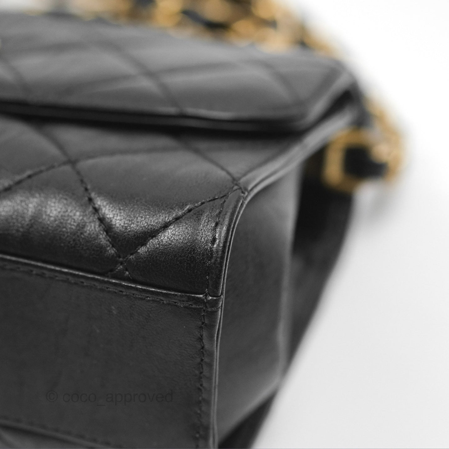 Chanel Mini Wrapped Handle Flap Bag Black Crumpled Lambskin Aged Gold Hardware 21S