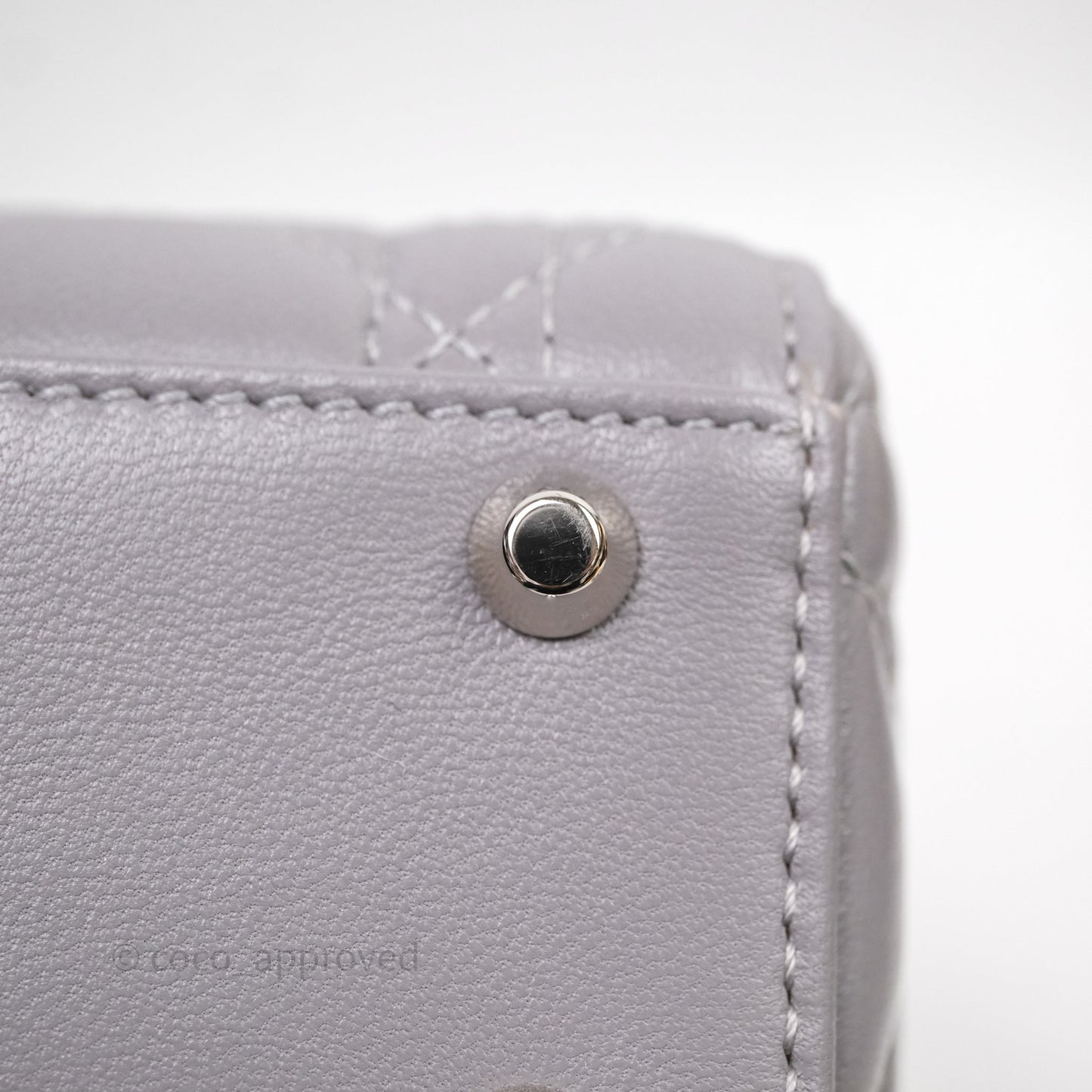 Christian Dior Mini Lady Dior Lambskin Cannage Grey Silver Hardware