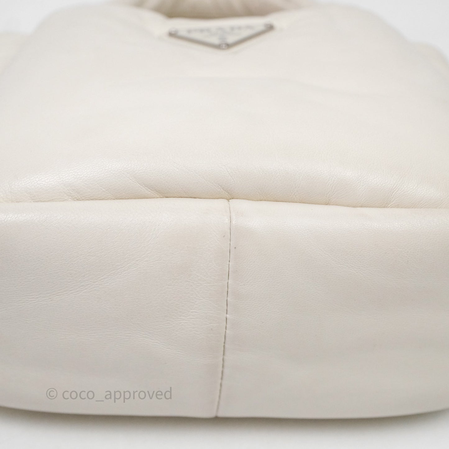 Prada Soft Tote Bag Ivory Silver Hardware