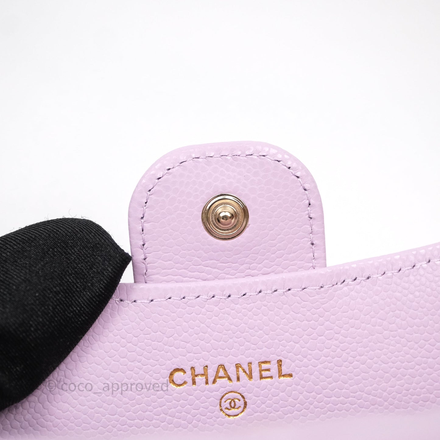 Chanel Quilted Flap Card Holder Purple Caviar Gold Hardware