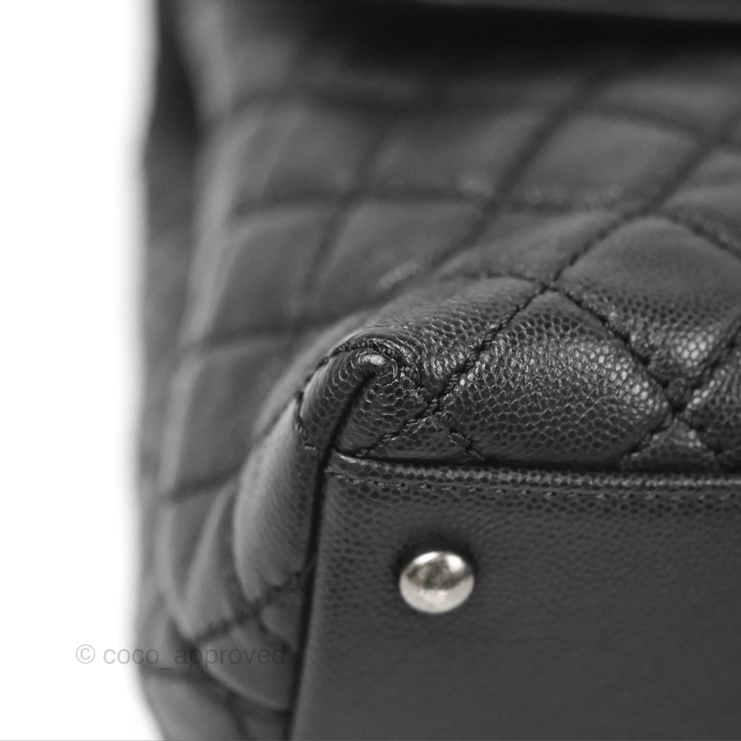Chanel Large Coco Handle Quilted Black Caviar Ruthenium Hardware