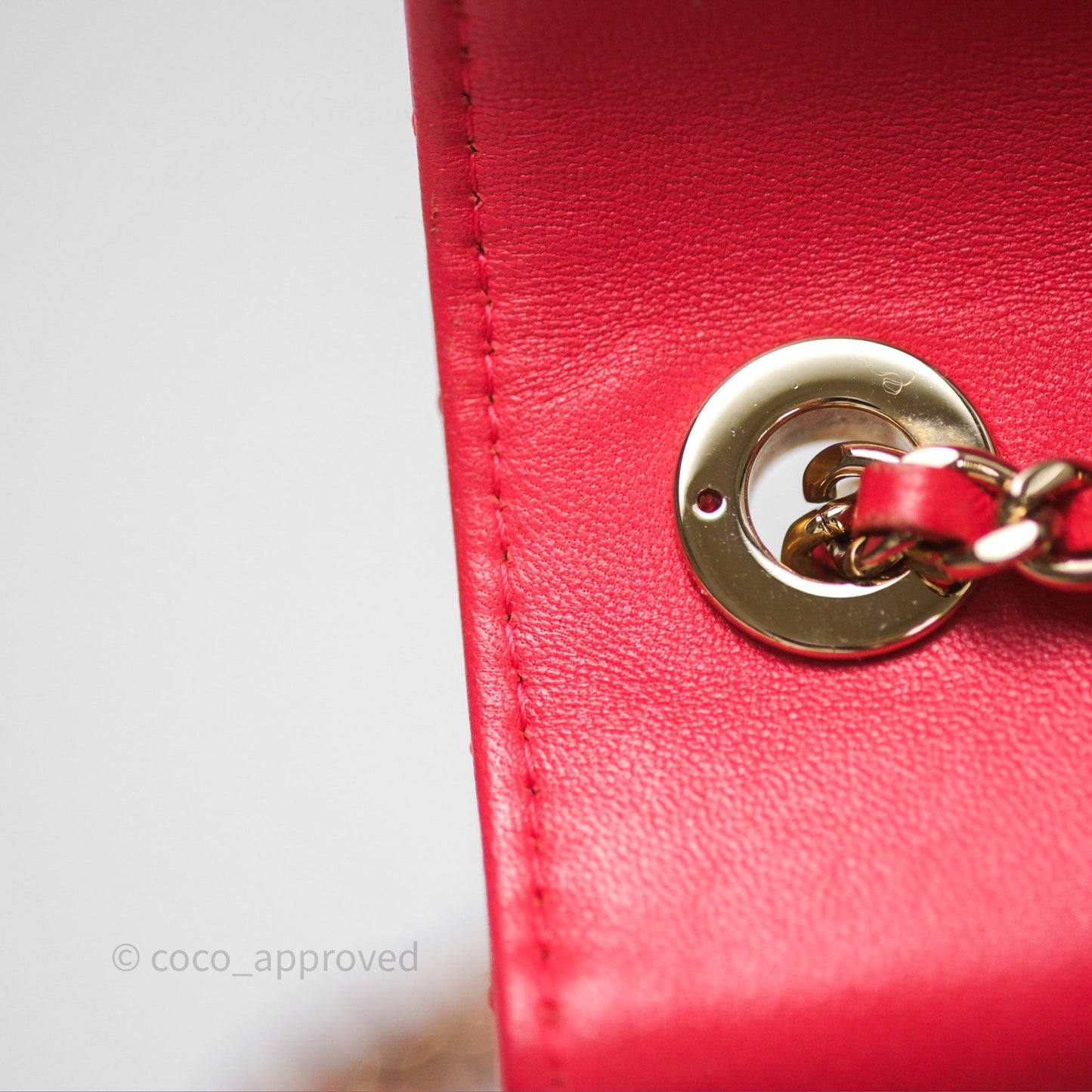 Chanel Mini Quilted Trendy CC Clutch With Chain Red Lambskin Gold Hardware