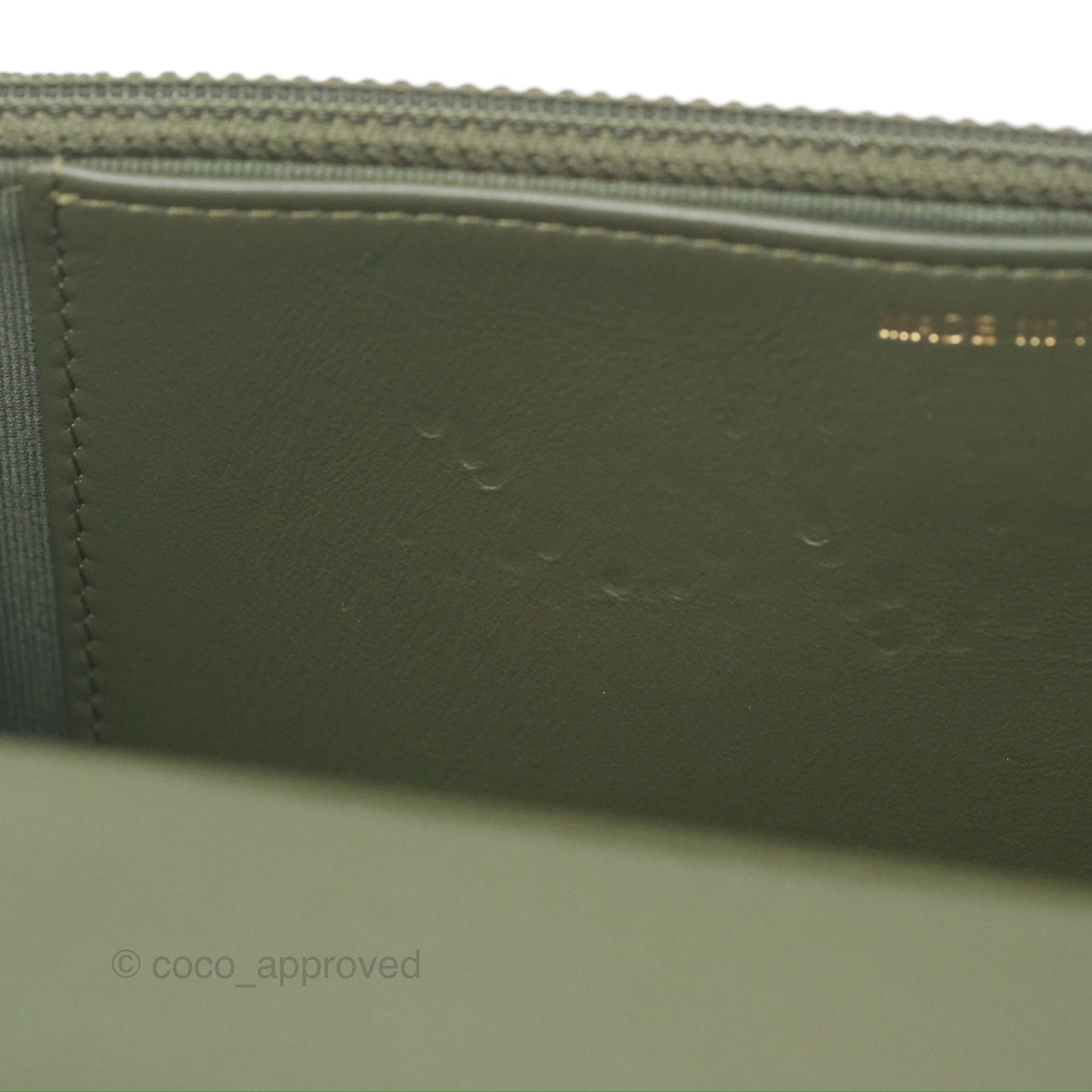 Chanel Coco First Wallet On Chain WOC Dark Olive Green Caviar Gold Hardware 22K