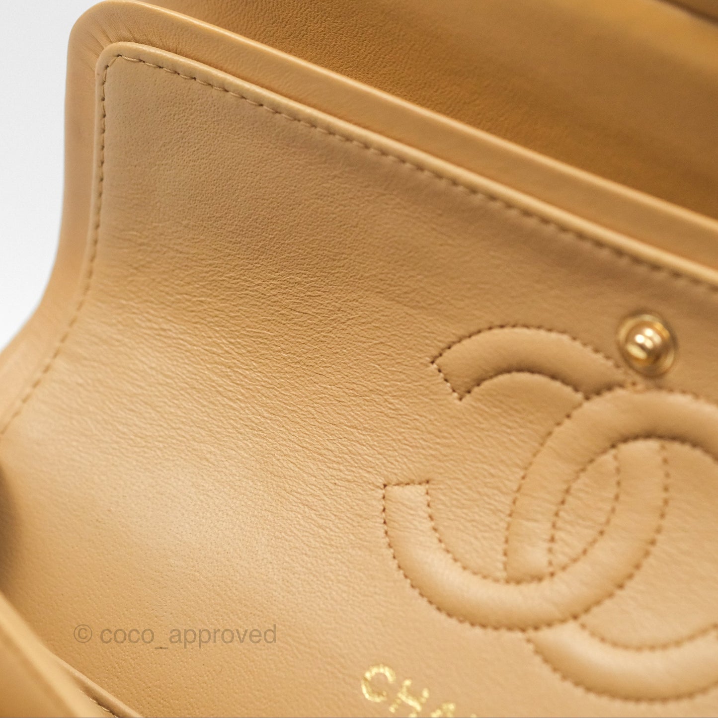 Chanel Vintage Small Classic Flap Beige Lambskin 24K Gold Hardware