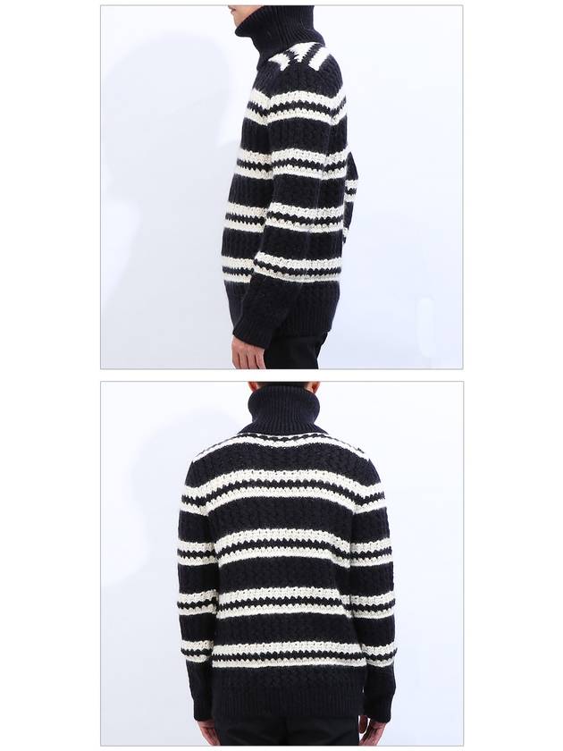 Luxury Saint Laurent Striped Wool Turtleneck Black