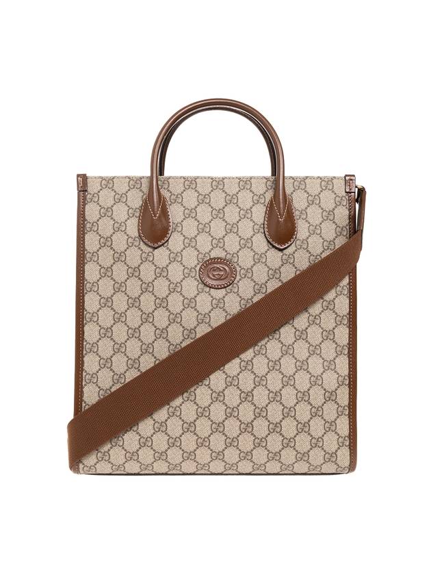Luxury Gucci Trending 2025 Oval Interlocking G Leather Tote Bag Beige