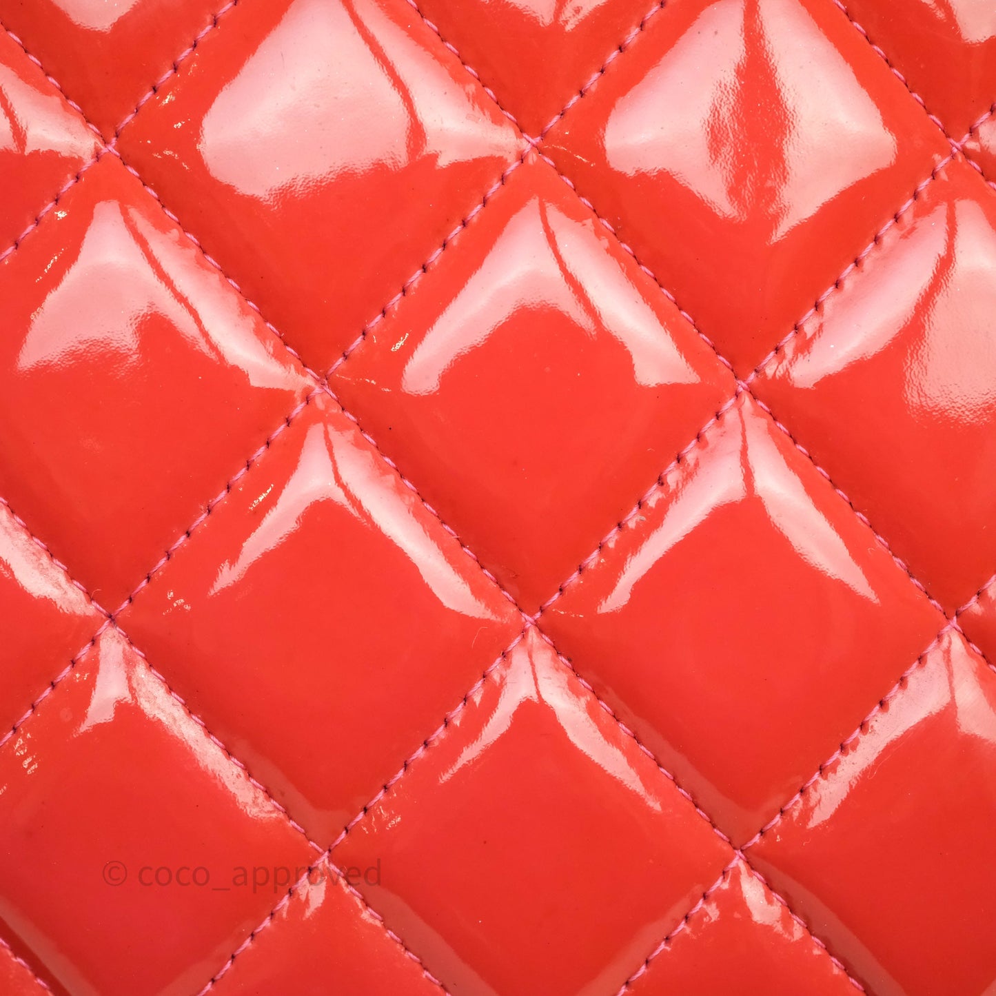 Chanel Jumbo Double Flap Red Orange Patent Silver Hardware⁣⁣