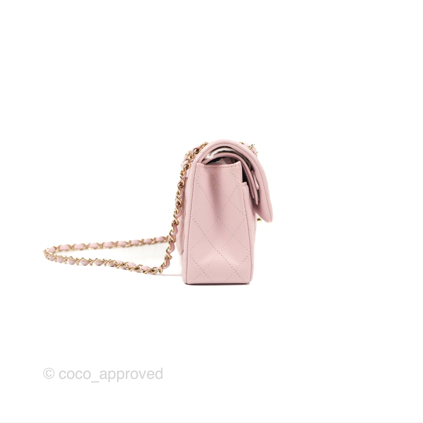 Chanel Small Classic Quilted Flap Pink Caviar Gold Hardware 21S