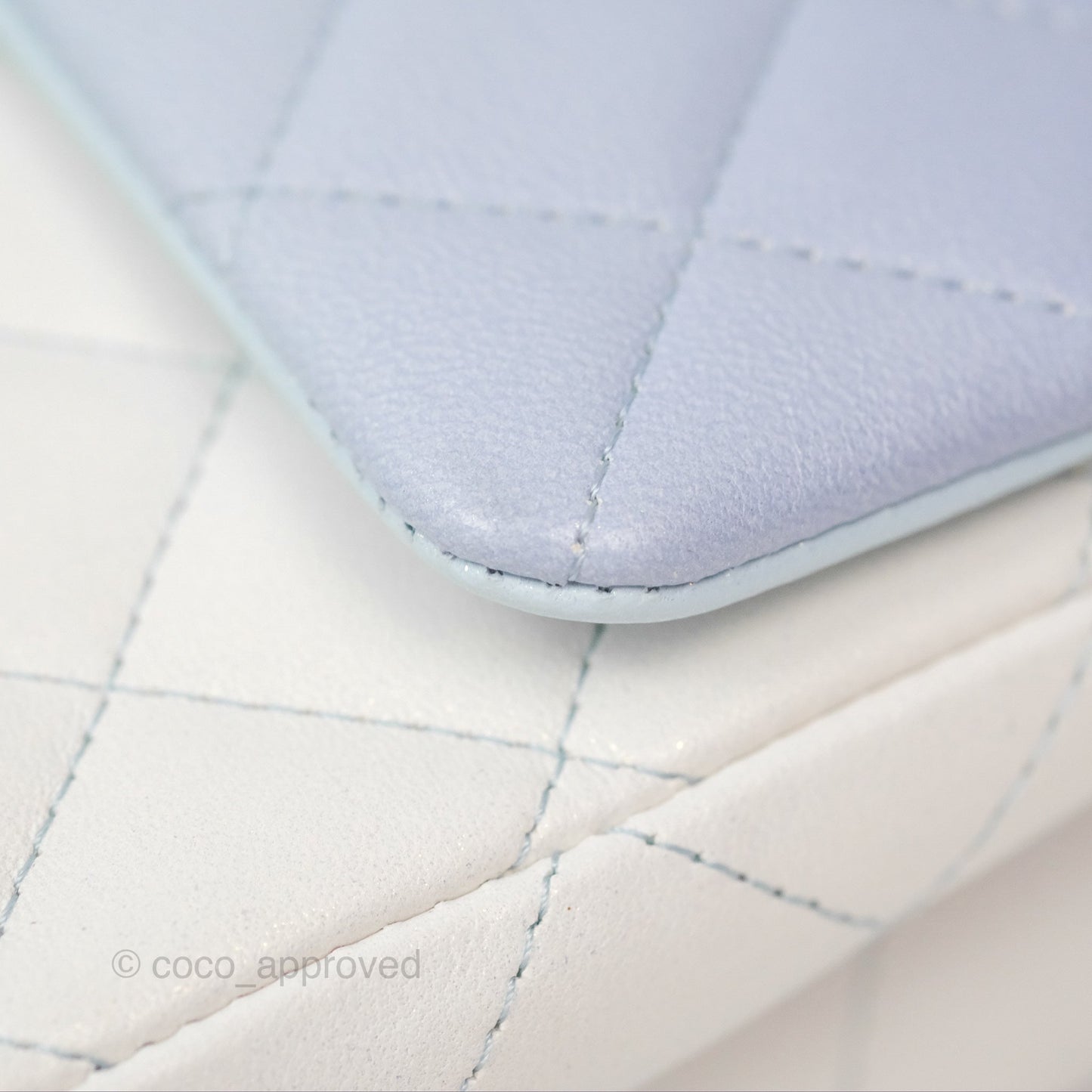 Chanel Quilted Mini Rectangular Flap Ombre Light Blue/Light Purple/White Iridescent Silver Hardware 21K