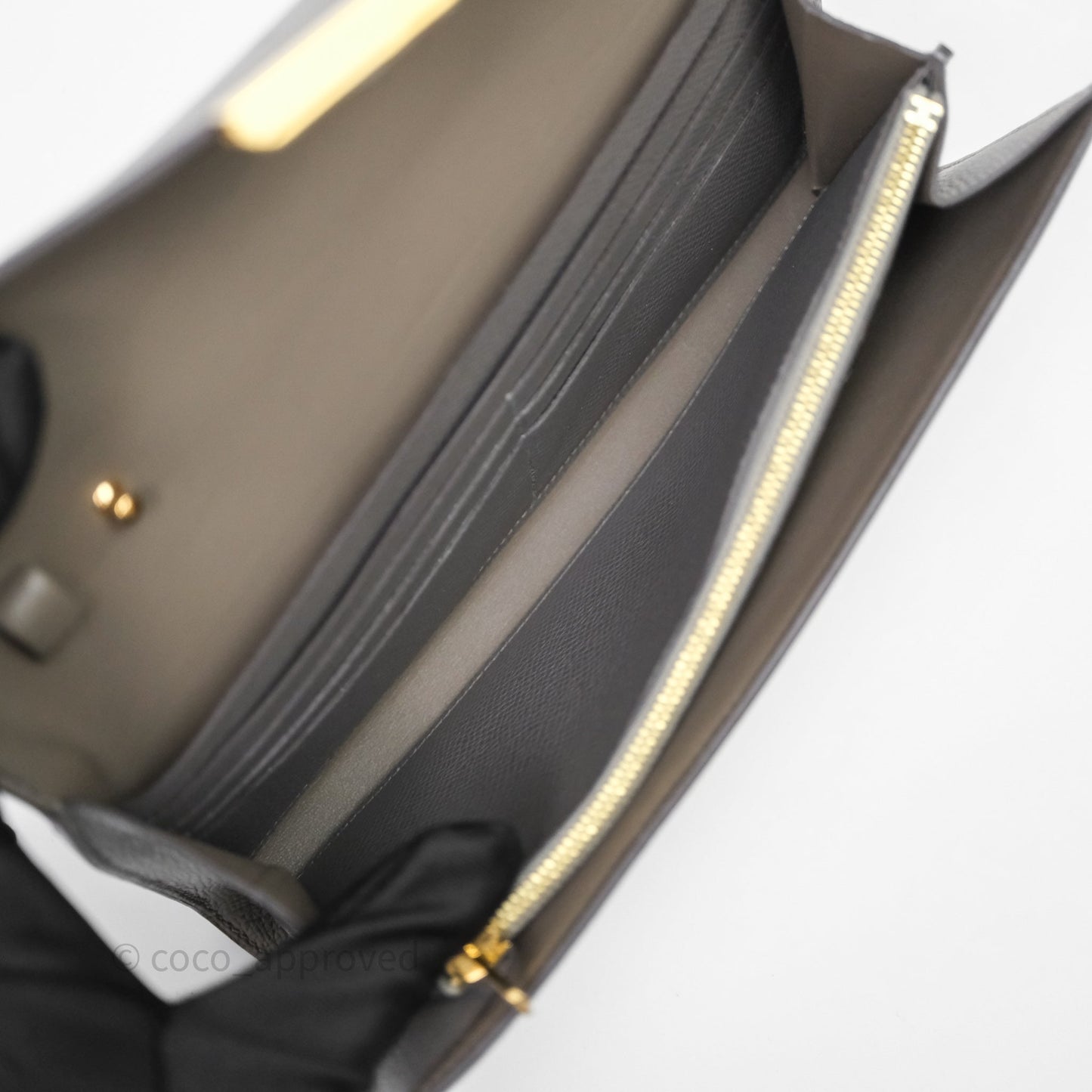 Hermès Constance Long To Go Wallet Gris Meyer 0L Epsom Gold Hardware