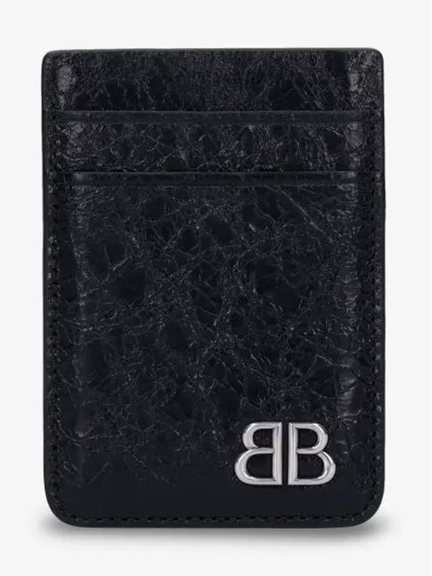 Luxury Balenciaga Monaco Magnet Card Wallet Black