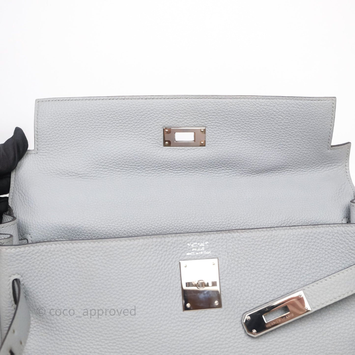 Hermès Kelly 32 Retourne Bleu Glacier 8U Togo Palladium Hardware