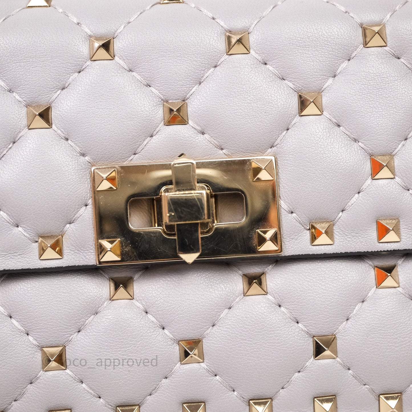 Valentino Small Nappa Rockstud Spike Bag Grey Gold Hardware