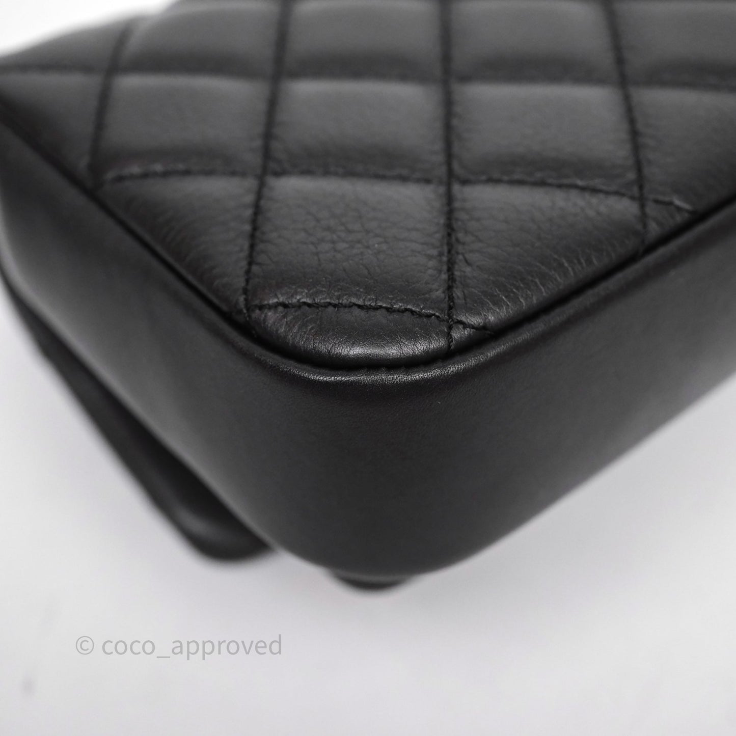Chanel Quilted Handle Flap Bag Black Calfskin Aged Gold Hardware